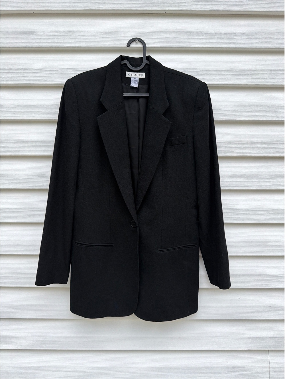 Chaus Women's Size 10 Black 100% Wool Single Button Blazer Jacket Classic